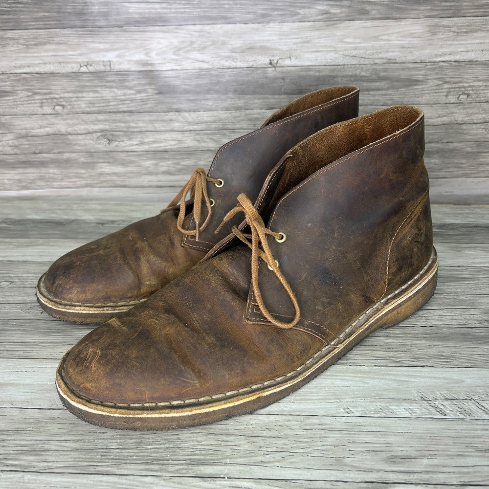 Clarks Leather Boots Chukka Brown Mens Size 10.5 M Desert